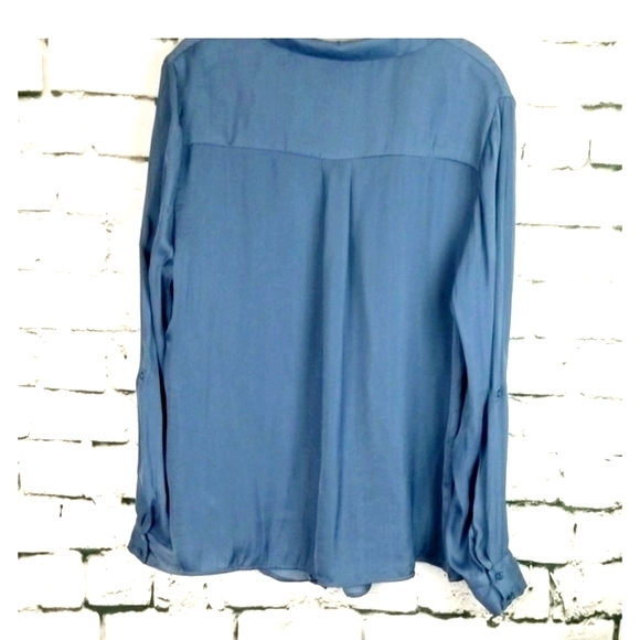 Lemon Tart Satin Button Up Blouse Large - Picture 2 of 6